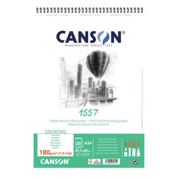 Canson 1557 Dessin - blok 30 ark 180g/m Spiral