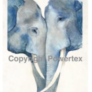 Powertex - Laserprint Blue Elephants in love  