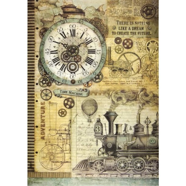 Stamperia Rice Paper A3 - Voyages Clock